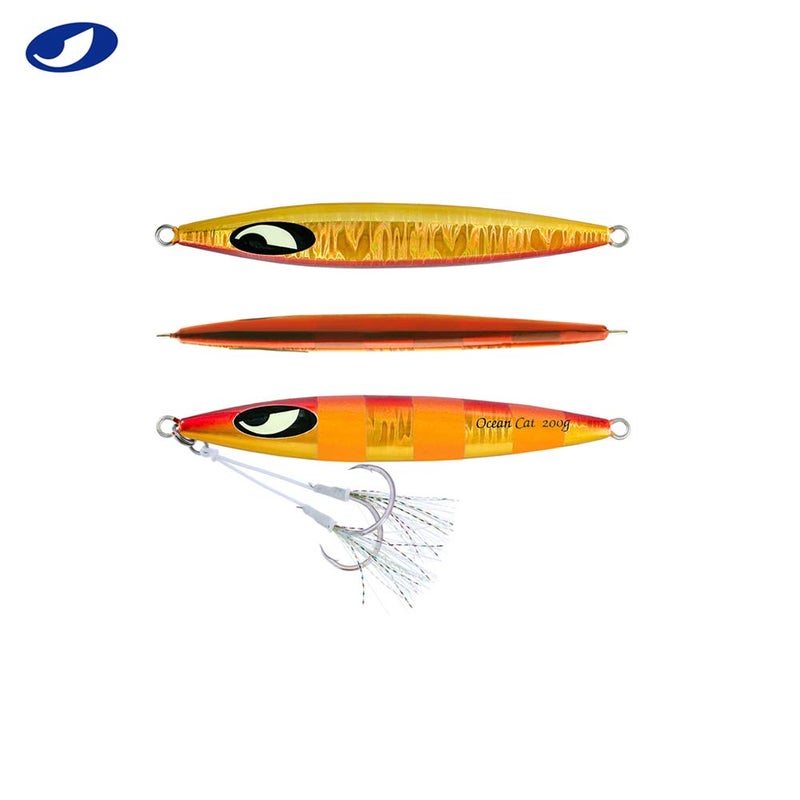 OCEAN CAT Slow Pitch Jig Flat Fall Jigs Saltwater Fishing Jig Vertical Baits with Glow Jig Hooks 60g/80g/150g/200g/250g 240lb (#006: Red&Gold, 150g) - Image 5